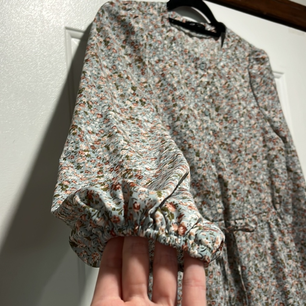 ‼️SOLD‼️ SHEIN XS-M Cottage Core Floral print Working button Tie Long sleeve - Picture 7 of 9